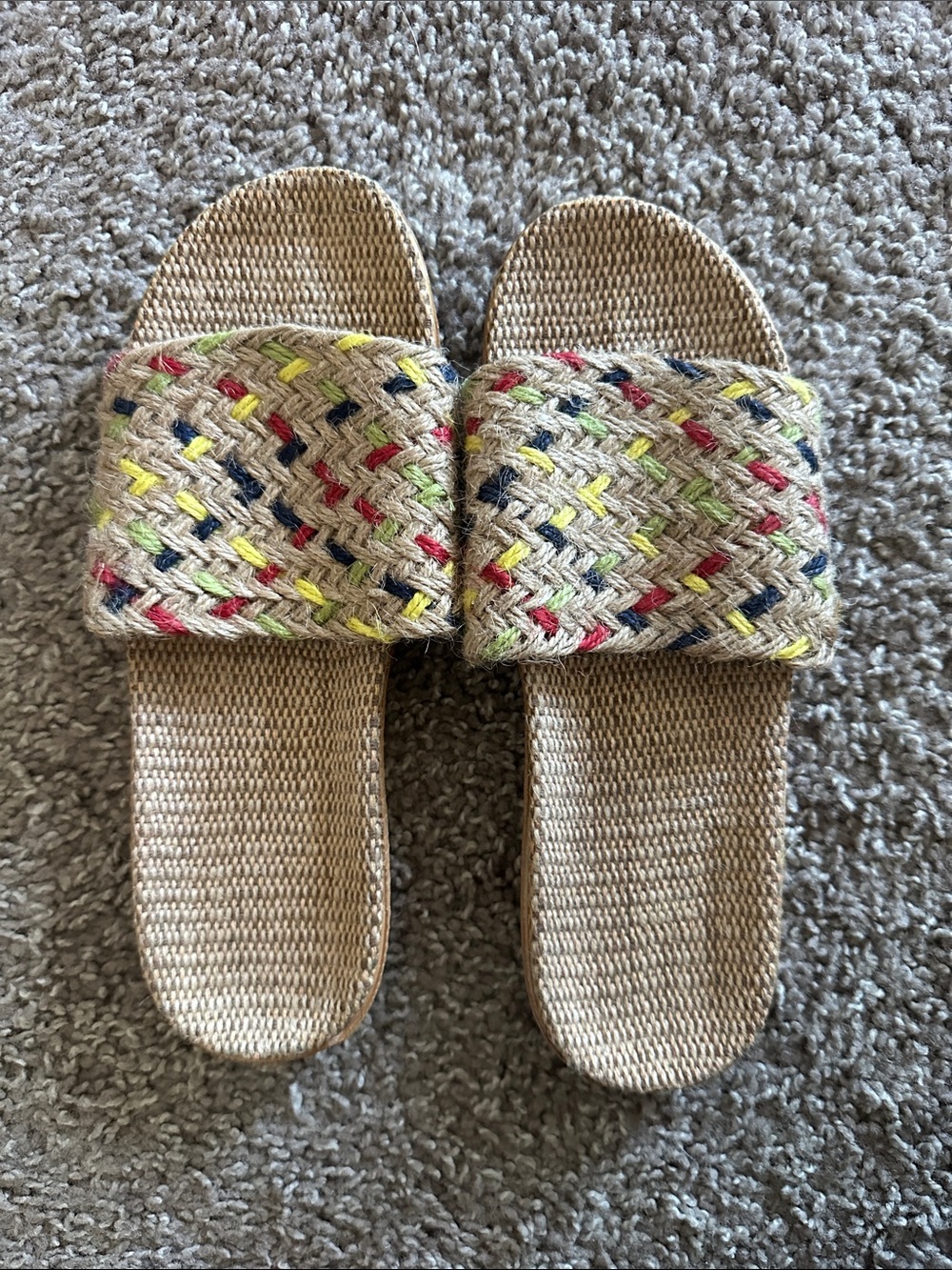 Woven Multi-Color Slide Sandals - Neutral
